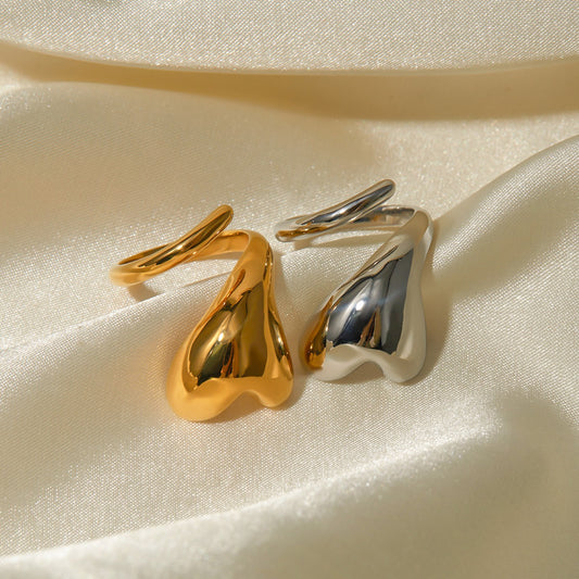 Offener Ring aus 18-karätigem Gold mit übertriebenem, personalisiertem Love-Wrap-Design
