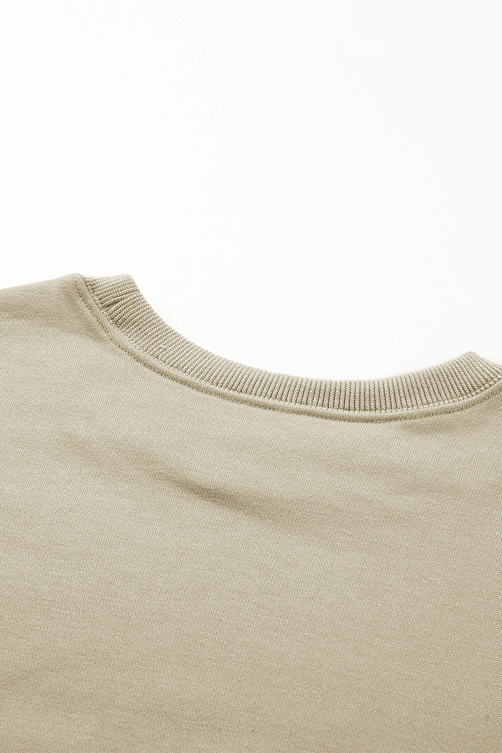 Sweat-shirt beige uni à col rond