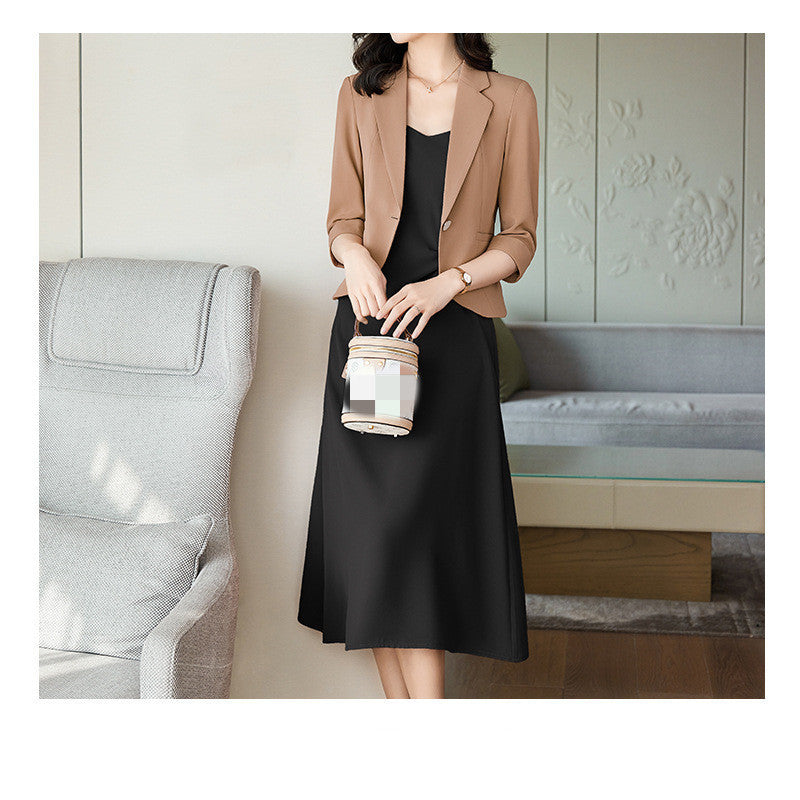 Women's Casual Solid Color Blazer Dress Set