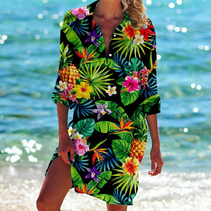 Bikini-Shirt mit Blumen- und Pflanzen-3D-Druck