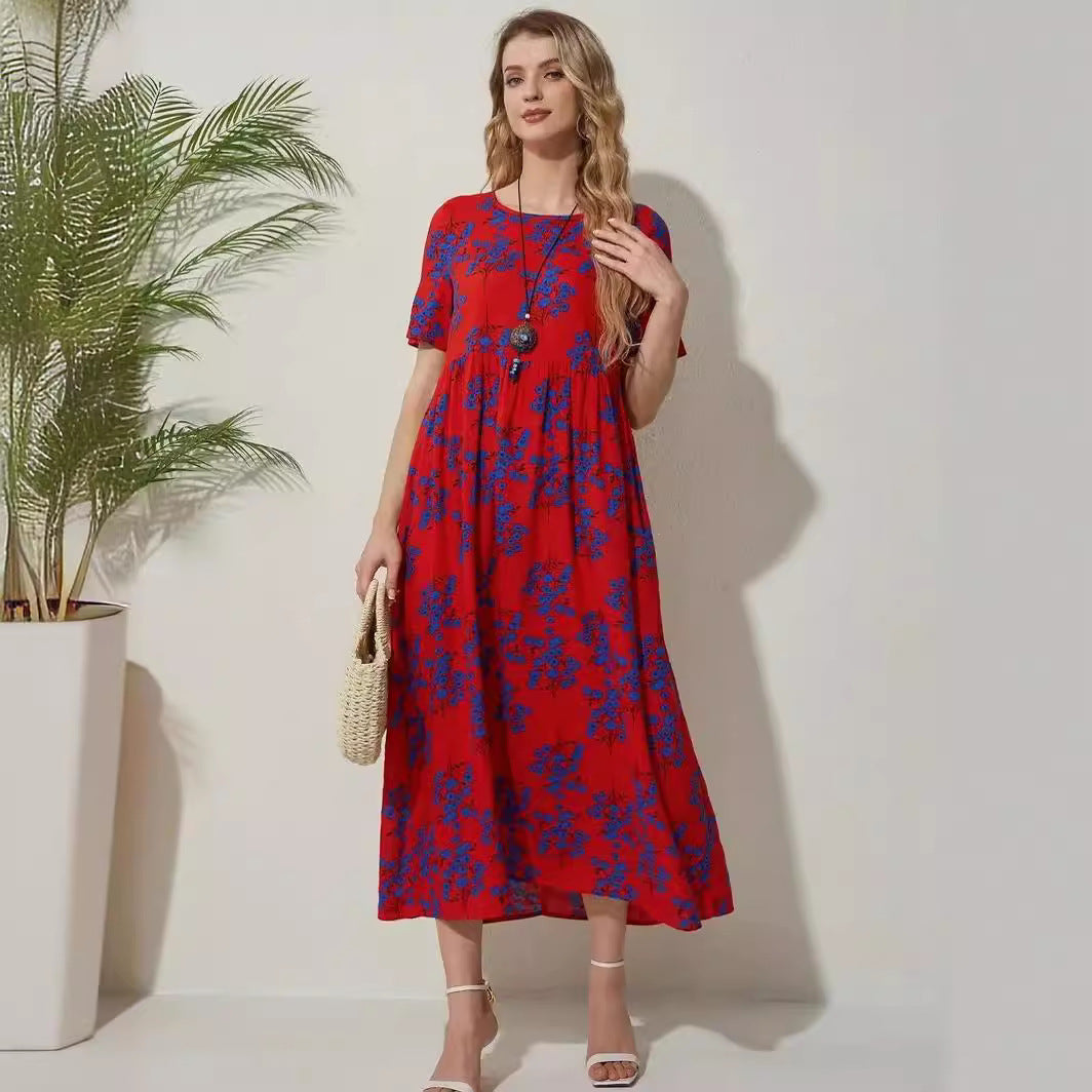 Robe tendance imprimée à manches courtes pour femme