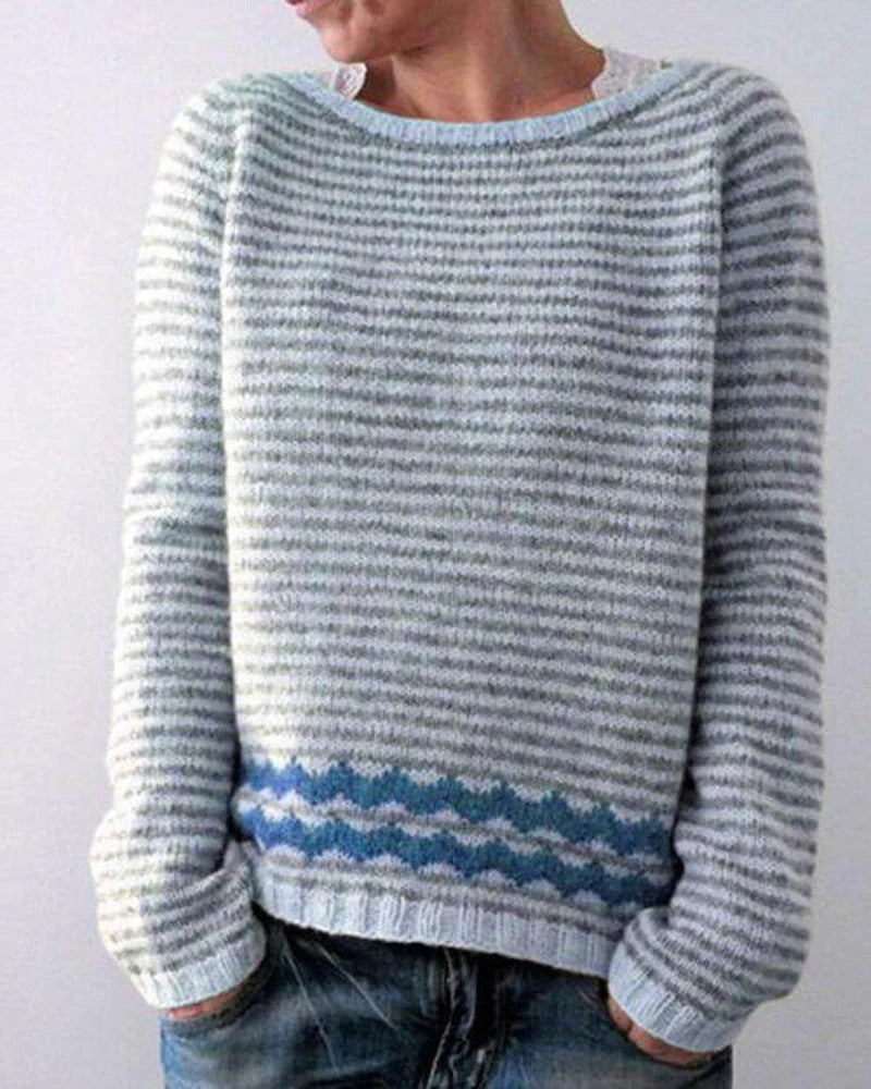 Pull ample multicolore à col rond pour femme