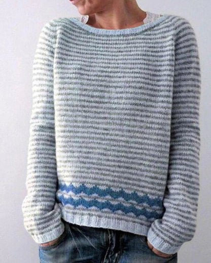 Pull ample multicolore à col rond pour femme