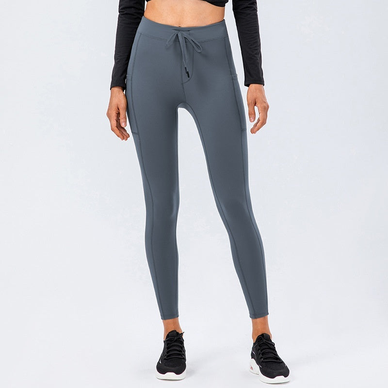 Pantalon de yoga à cordon de serrage brossé double face pour femme