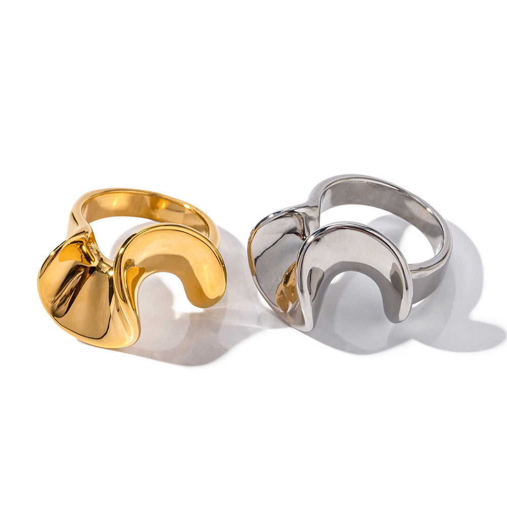 18K gold light luxury and noble ruffle design ring