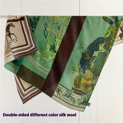 Foulard double face en laine de soie de différentes couleurs FINSBURY Forêt tropicale humide