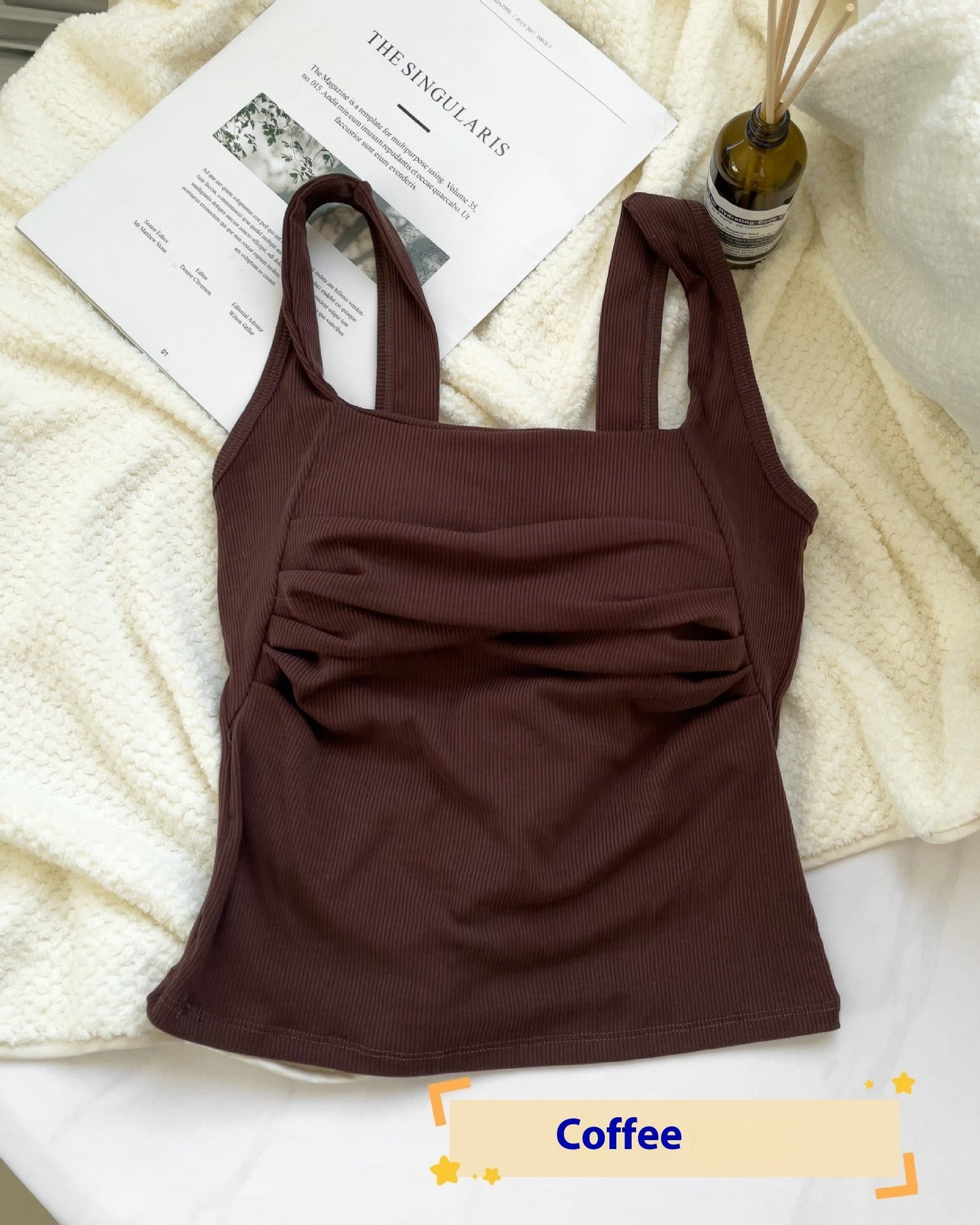 Camisole pour femme avec bretelles intérieures et coussinet de poitrine