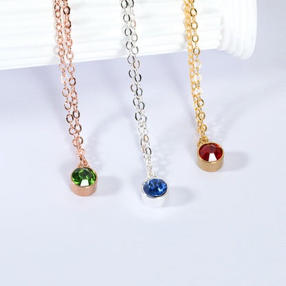 18K Gold Noble Simple Inlaid Round Tianhe Stone Design Simple Style Necklace