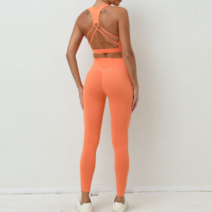 Women's Elastic Back Nude Feel Workout Clothes Quick-drying Breathable Sports Tight Yoga Suit