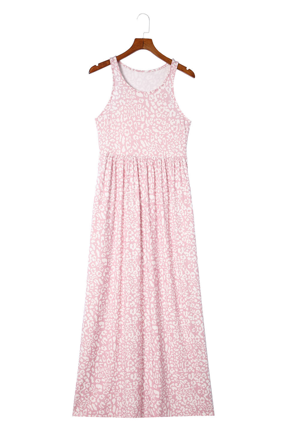 Robe débardeur longue à poches léopard rose