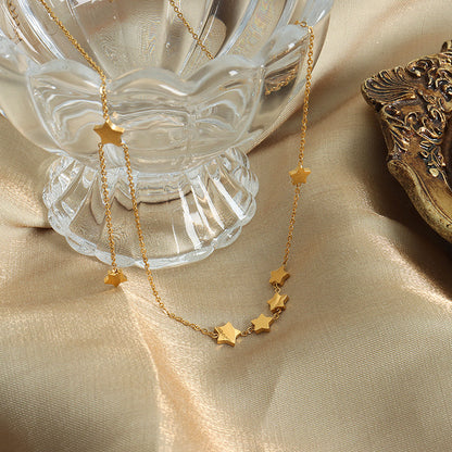 18K gold exquisite vintage star-shaped necklace with tassel design and versatile