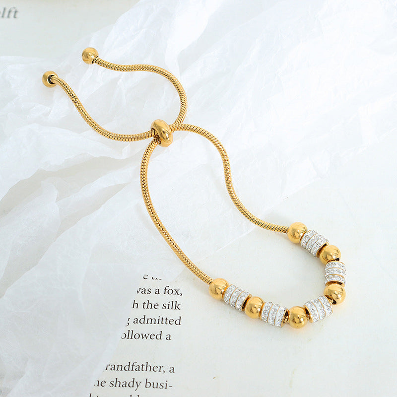 18K gold light luxury noble round beads and diamond-encrusted design bracelets