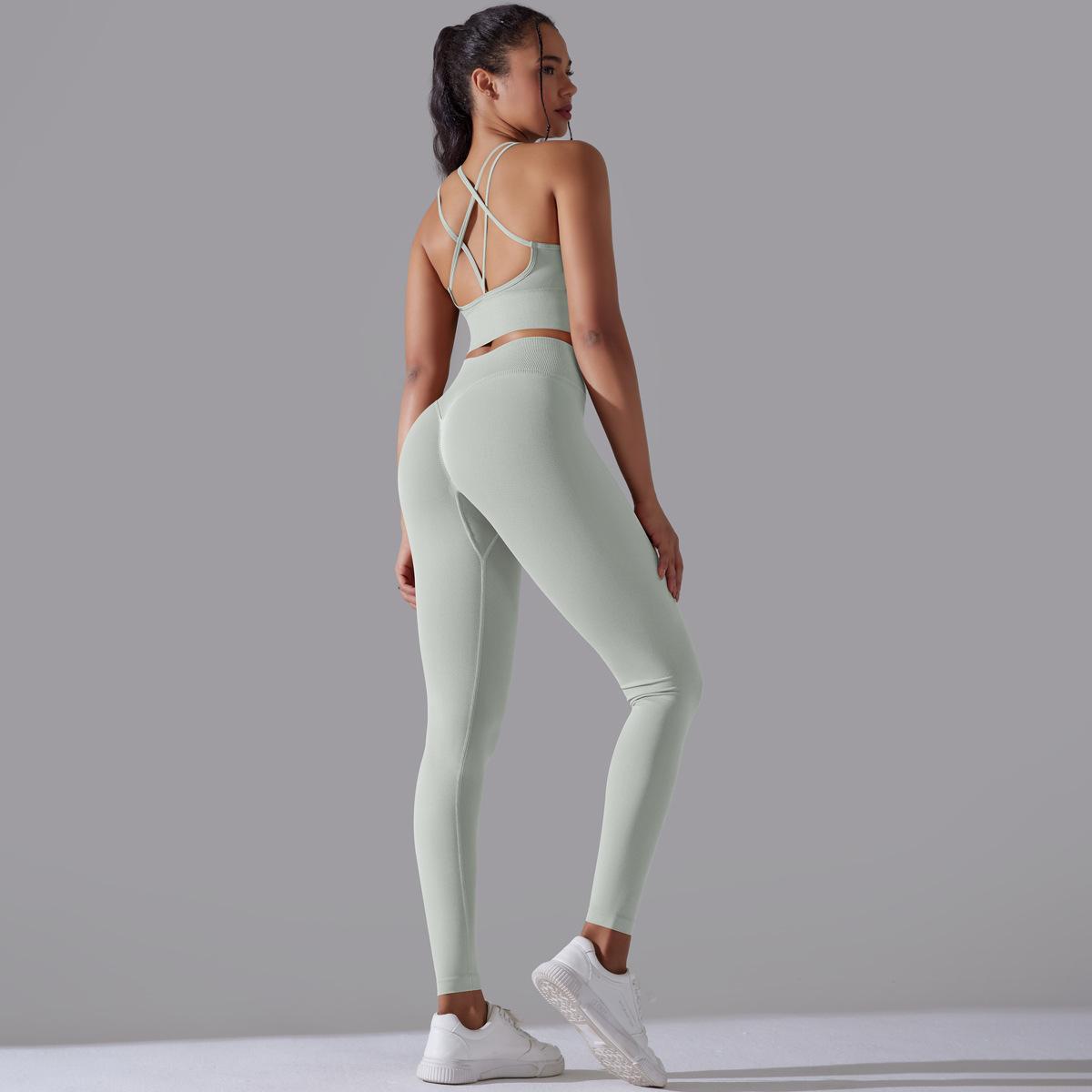 Seamless Knitted Tight High Waist Yoga Clothes Suit