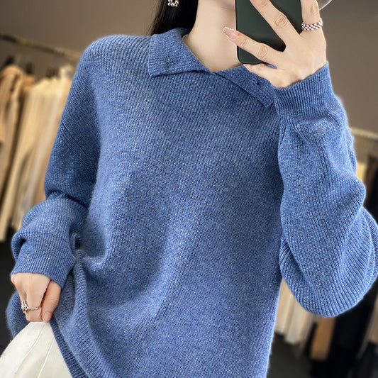 Pull en laine à col mi-haut pour femme automne et hiver