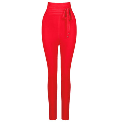 Women's Elastic High Waist Bandage Casual Solid Color Leggings