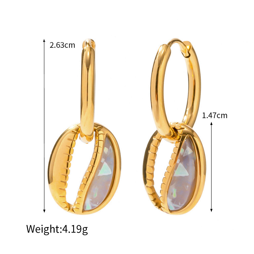 18k gold novel trend shell shape design pendant earrings