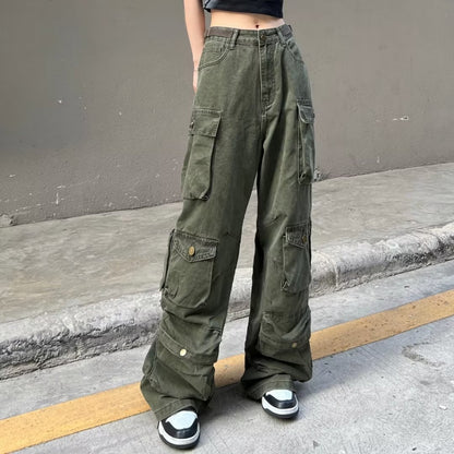 American Retro Functional Women's Pu Handsome Pants