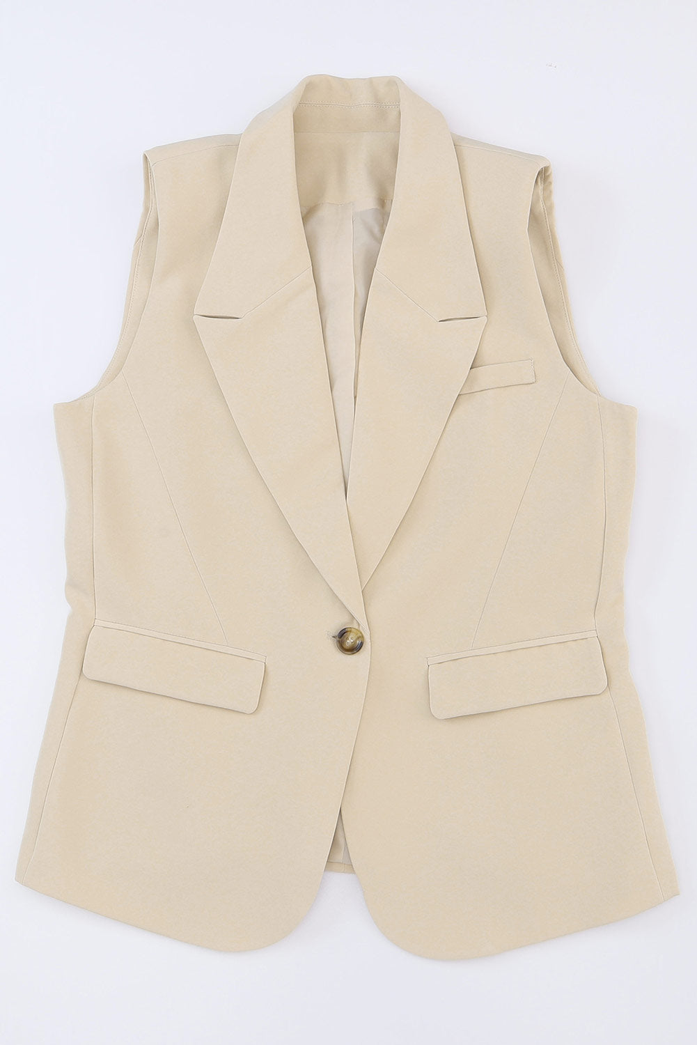 Blazer gilet à revers avec poche à bouton unique abricot