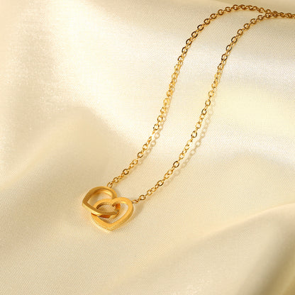 Hot Sale 18K Gold Double Heart Necklace