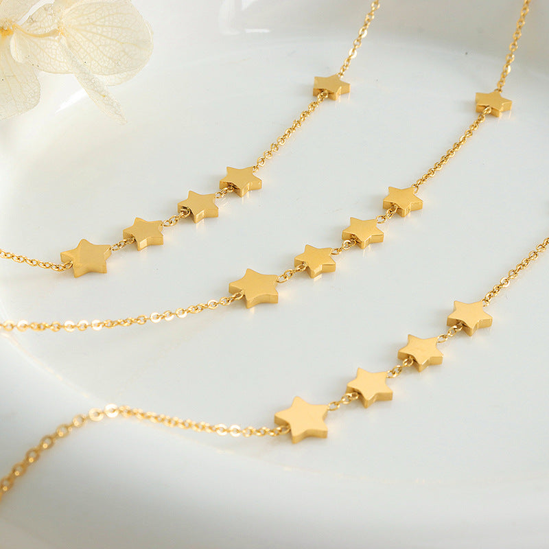 18K gold exquisite vintage star-shaped necklace with tassel design and versatile