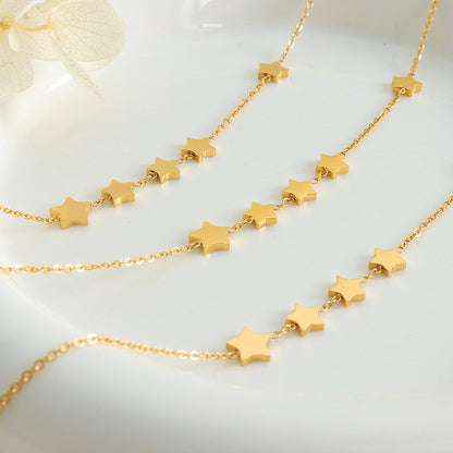 18K gold exquisite vintage star-shaped necklace with tassel design and versatile