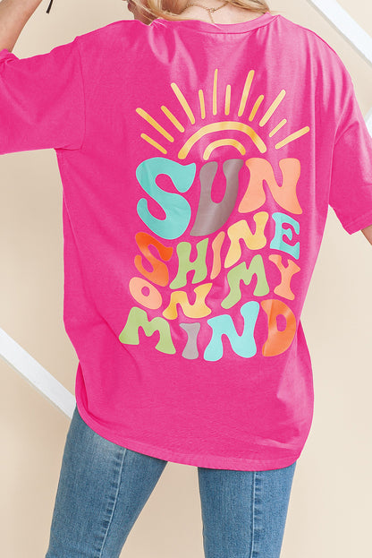 Mintgrünes SUNSHINE ON MY MIND T-Shirt mit Buchstaben-Print