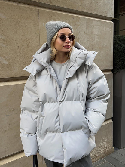 Manteau de mode avec capuche amovible veste en coton hiver chaud coupe-vent veste en coton ample vêtements d'extérieur parka ample