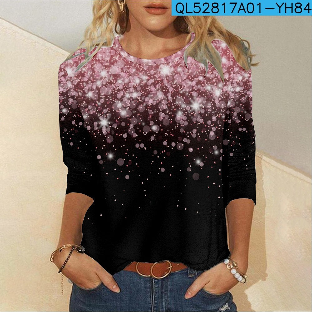 Lässiges Langarm-T-Shirt für Damen mit 3D-Digitaldruck