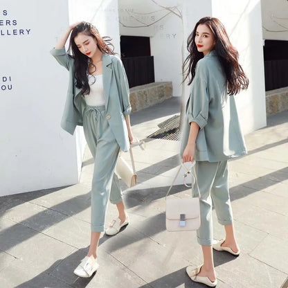 Women's Fashion Casual Career Suit Pants Set