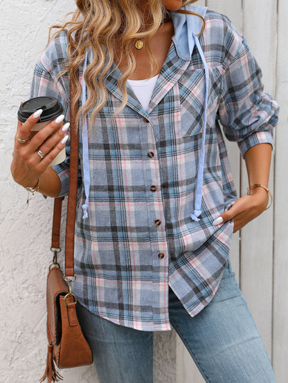 Chemise ample à carreaux décontractée pour femme