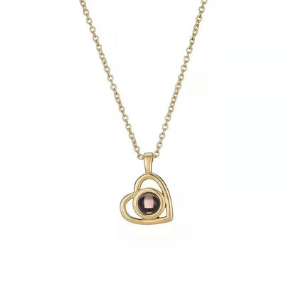 Light luxury and noble hollow heart projection necklace