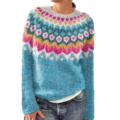 Women's Wish Hot Sale Round Neck Multicolor Loose Fashion Pullover Sweater