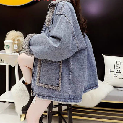 Women's Casual Loose Cotton Coat Versatile Denim Jacket