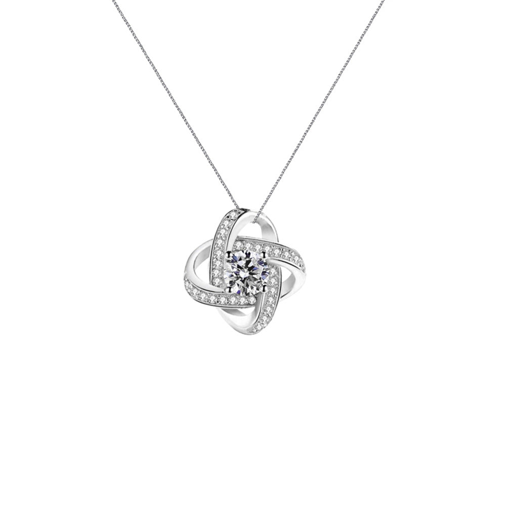 Eternal Star trèfle à quatre feuilles plein de diamants conception boîte-cadeau pendentif collier pour fille