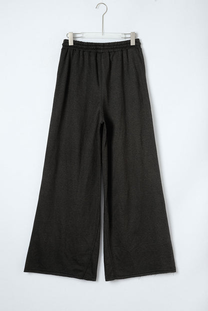 Gray Mineral Washed  Drawstring Retro Wide Leg Pants