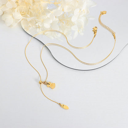 18K gold trendy personalized rabbit and carrot tassel design necklace