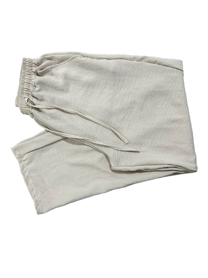 Pantalon décontracté en coton et lin pour femme