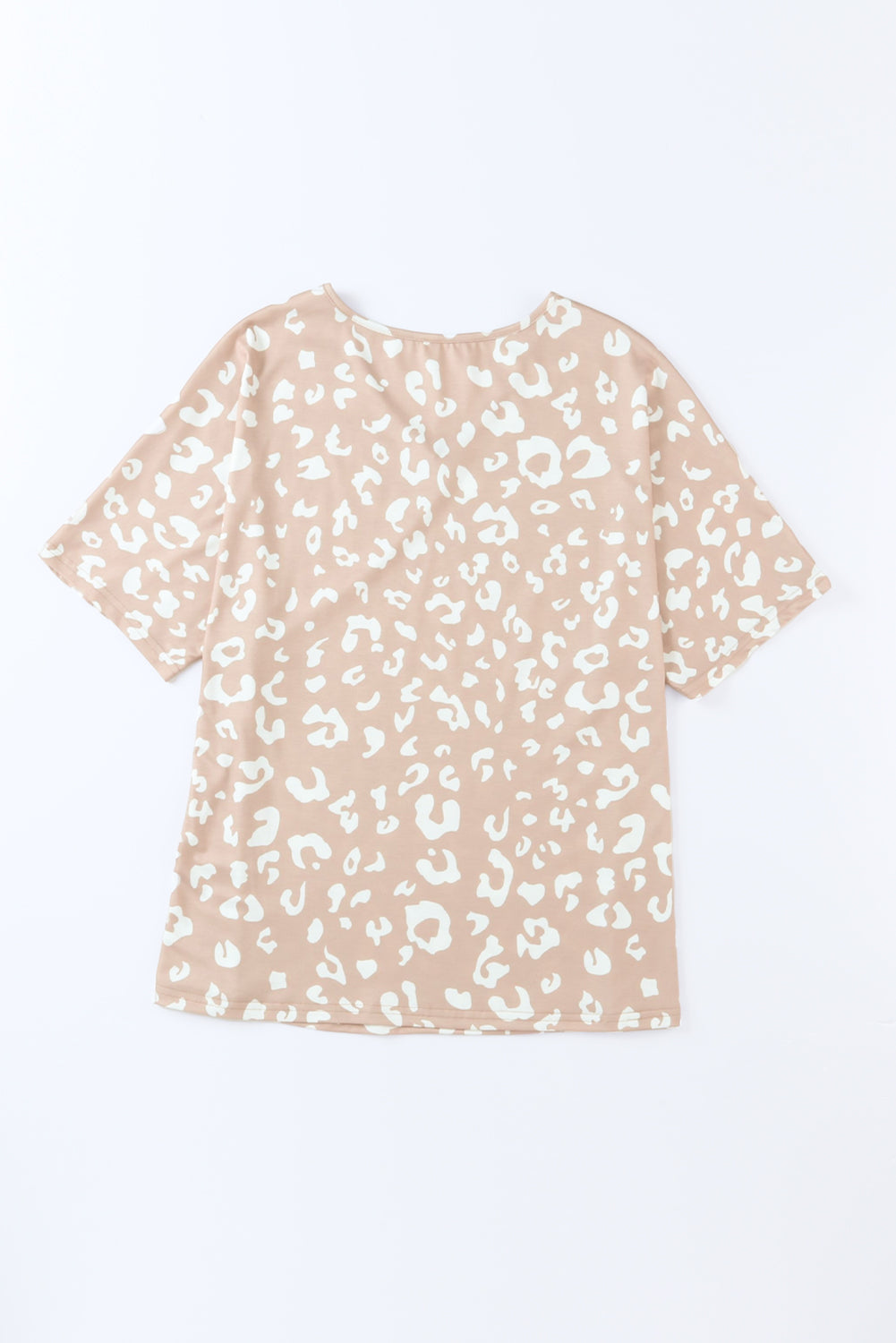 Apricot Leopard Print V Neck Loose T Shirt