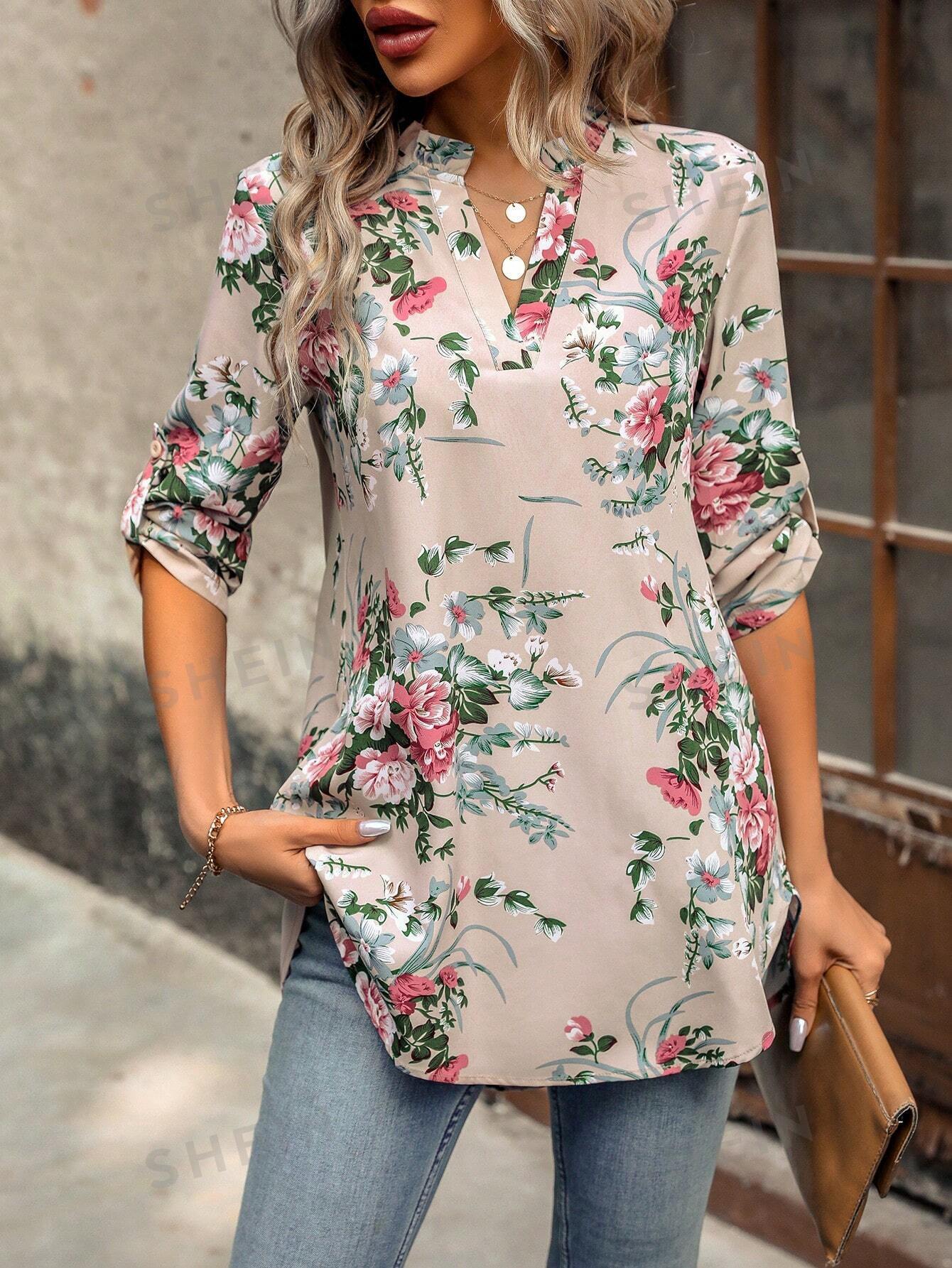 Autumn New Printed Cropped Sleeve Pullover Shirt