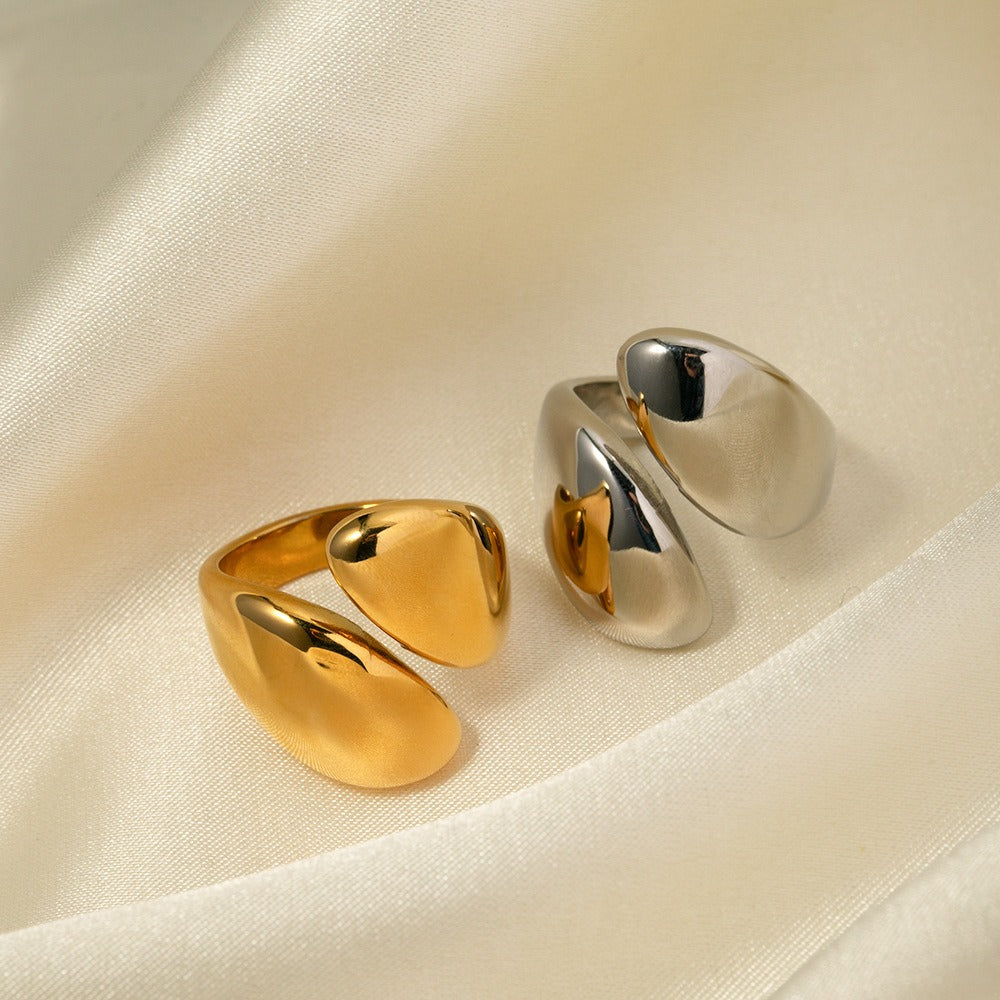 18k gold trendy personalized asymmetric design open ring