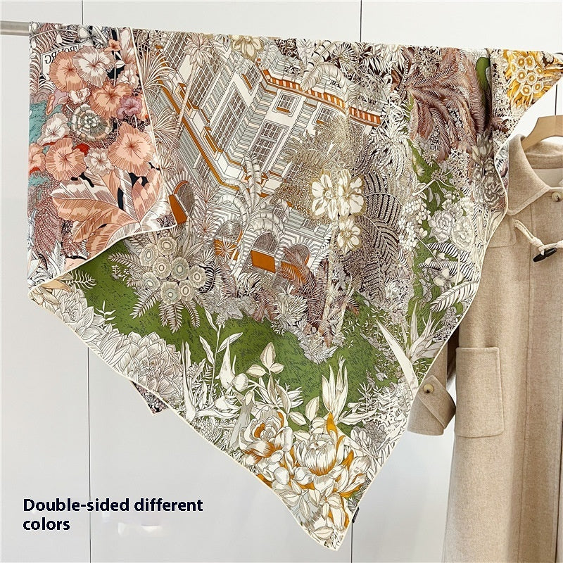 Foulard double face en laine de soie de différentes couleurs FINSBURY Forêt tropicale humide