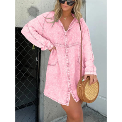 Women's Denim Washed Loose Shirt Dress