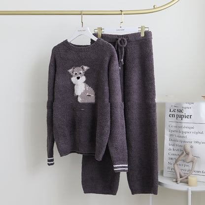 Pull à col rond pour femme, tenue de maison