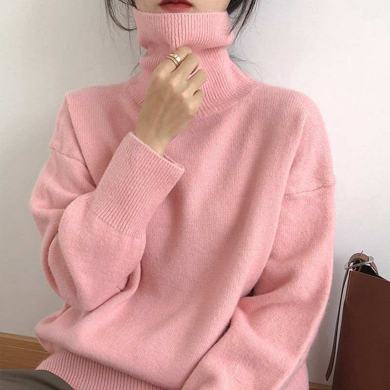 Turtleneck Pullover Lazy Style Padded Sweater