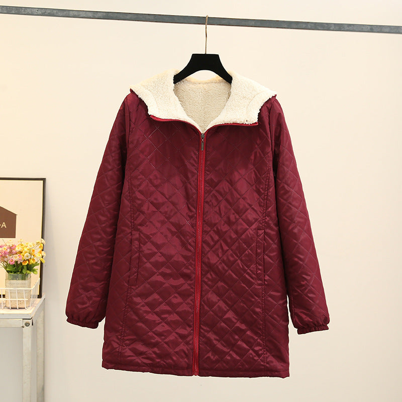 Winter Korean Style Thin Hood Long Sleeve Cotton Clothes Coat For Women