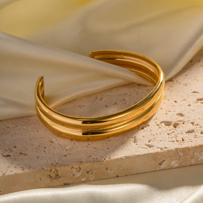 18k Gold Fashion Simple Double Opening Design Versatile Bracelet