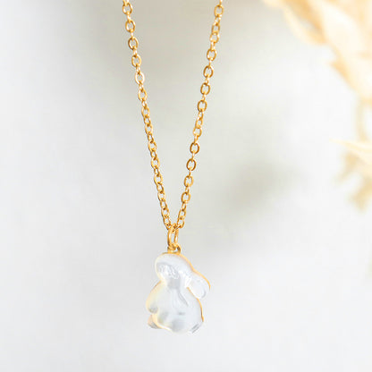 18K gold light luxury and noble rabbit-shaped gemstone design versatile necklace