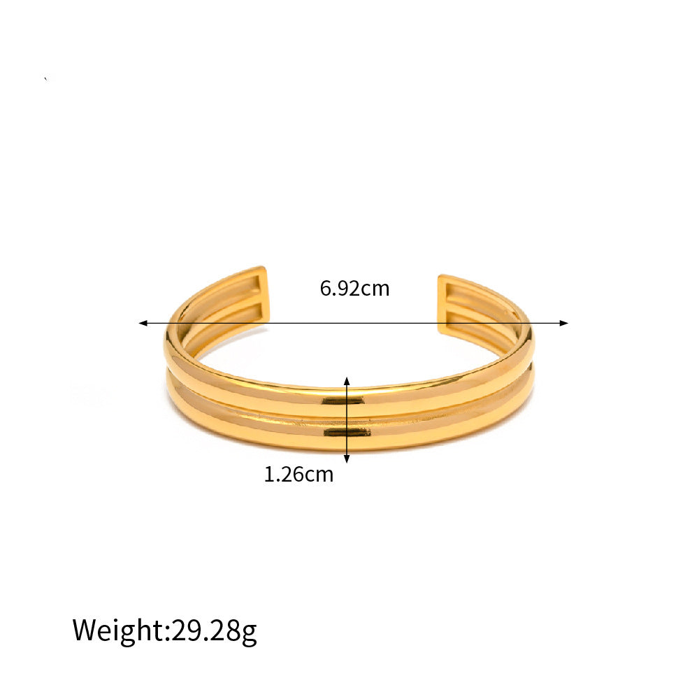 18k Gold Fashion Simple Double Opening Design Versatile Bracelet