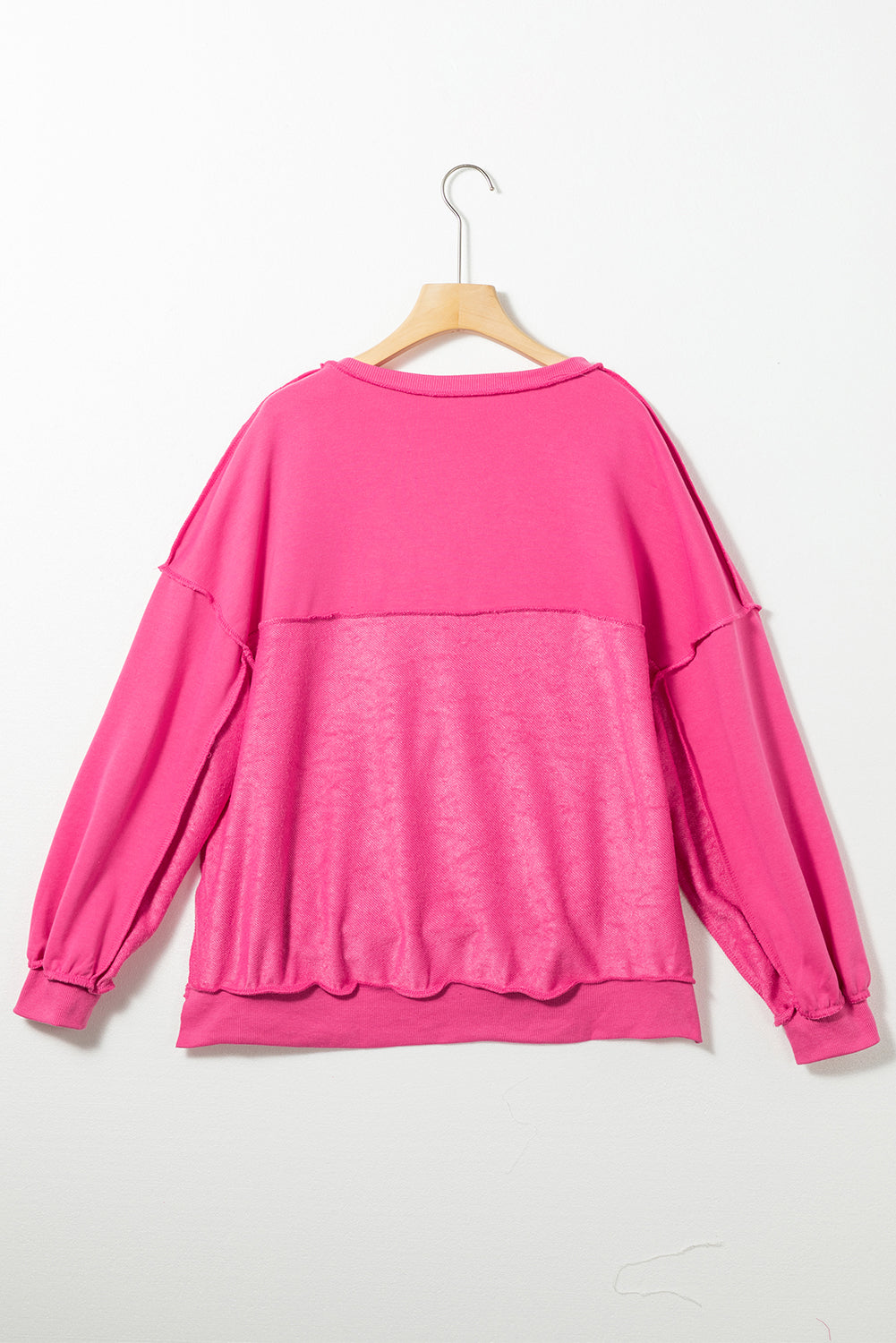 Sweat-shirt Henley ample à épaules tombantes rose vif