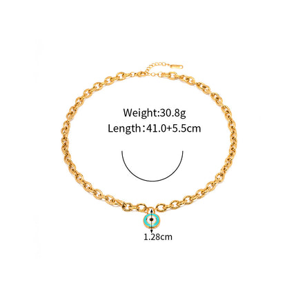 18K Gold Noble Atmosphere Concentric Circle Design Versatile Necklace